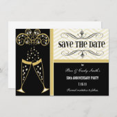 Champagne & Chevron Enregistrer la date Invitation (Devant / Derrière)