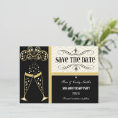 Champagne & Chevron Enregistrer la date Invitation (Debout devant)