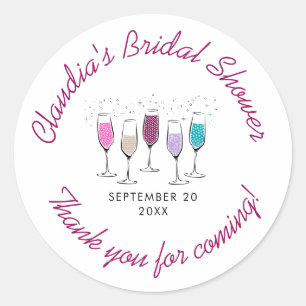 Champagne Chique Bruiloft Borrel Ronde Sticker