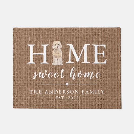 Champagne Cockapoo Home Sweet Home Doormat Deurmat (Voorkant)