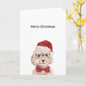 Champagne Cockapoo-kerstKaart Kaart (Gele Bloem)