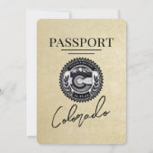 Champagne Colorado Passport Bruiloft Kaart (Achterkant)
