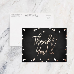 Champagne Confetti Huwelijk Bedankt Echt Folie Uitnodiging Briefkaart