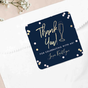 Champagne Confetti Huwelijk Bedankt Vierkante Sticker