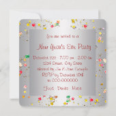 Champagne Confetti Nouvel An Soirée Invitations (Dos)