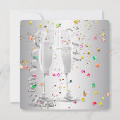 Champagne Confetti Nouvel An Soirée Invitations (Devant)