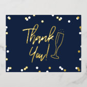 Champagne Confetti Wedding Dank je wel Folie Uitnodiging Briefkaart (Voorkant)