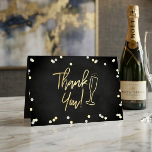 Champagne Confetti Wedding Dank je wel Folie Wenskaart