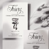 Champagne coupe Black Bow Birthday Party Invite Kaart