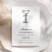 Champagne Coupe Elegant Bow Birthday Invitation