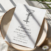 Champagne Coupe Elegant Bow Birthday Invitation Kaart