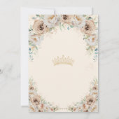 Champagne Cream Beige Bloemen Quinceanera Kaart (Achterkant)