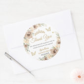 Champagne Crème Beige Bloemige Quinceañera Sweet 1 Ronde Sticker (Envelop)