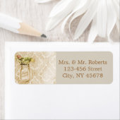 Champagne damask floral mason jar bruiloft etiket (Insitu)