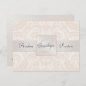 Champagne Damask Monogram Save the Date Briefkaart (Voorkant / Achterkant)