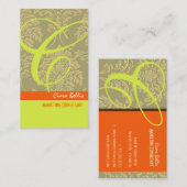 Champagne Damask Monogram Visitekaartje (Voorkant / Achterkant)