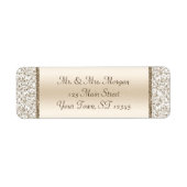Champagne Damask Wedding Return Address Etiket (Voorkant)