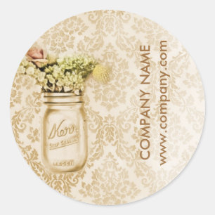 champagne damast western land mason jar ronde sticker