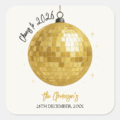 Champagne Disco Bal 2026 Oudejaarsavond Vierkante Sticker (Voorkant)