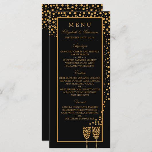 Champagne d'or Bubbles - Menu de la partie d'engag (Devant / Derrière)