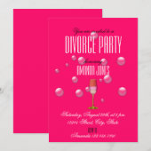 Champagne d'or rose divorce fête girly invitation (Devant / Derrière)