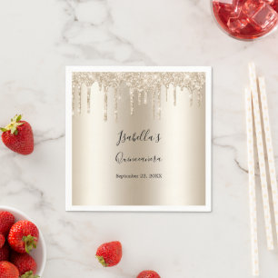 Champagne Drijpend Glitter Elegante Quinceanera Servet