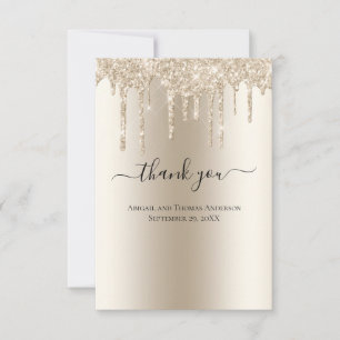 Champagne Dripping Glitter Formal Wedding Bedankkaart