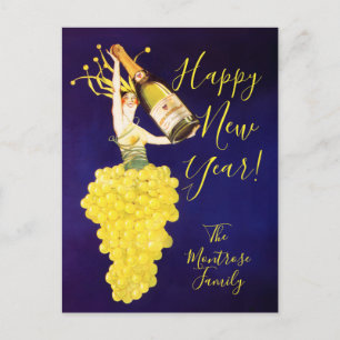 Champagne Druiven Nieuwjaar Feestdagenkaart