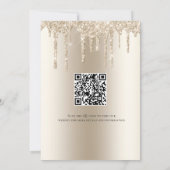 Champagne druppelende glitter QR-code bruiloft Save The Date (Achterkant)