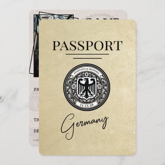 Champagne Duitsland Paspoort Bewaar de datum Save The Date (Voorkant / Achterkant)