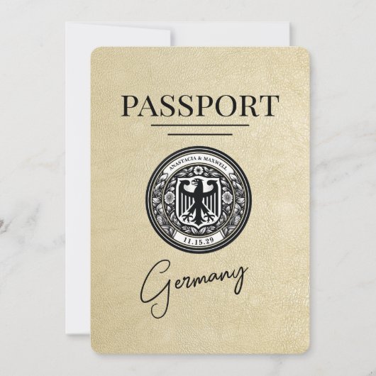 Champagne Duitsland Paspoort Bewaar de datum Save The Date (Voorkant)