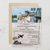 Champagne Duitsland Paspoort Huwelijksuitnodiging Kaart (Voorkant / Achterkant)