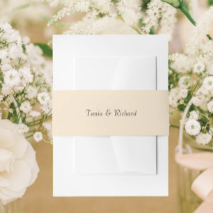 Champagne Eenvoudige gestileerde naam bruiloft Uitnodigingen Wikkel