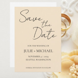 Champagne eenvoudige stijl bruiloft save the date