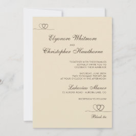 Champagne Elegant Chic Calligraphy Wedding Kaart