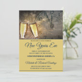 Champagne élégant et horloge Nouvel An Invitation (Debout devant)