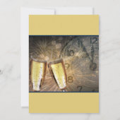 Champagne élégant et horloge Nouvel An Invitation (Dos)