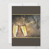 Champagne élégant et horloge Nouvel An Invitation (Dos)