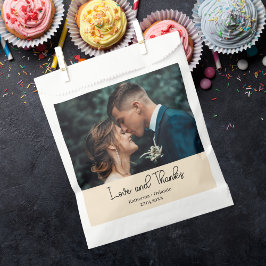 Champagne Elegant Wedding Love and Thanks Photo Bedankzakje