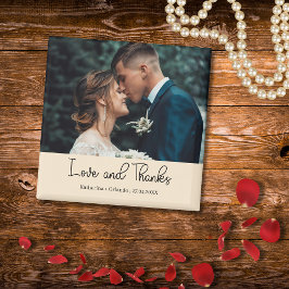 Champagne Elegant Wedding Love and Thanks Photo Magneet