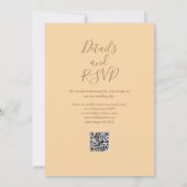 Champagne Elegante Script QR Code Trouwkaart Kaart (Achterkant)