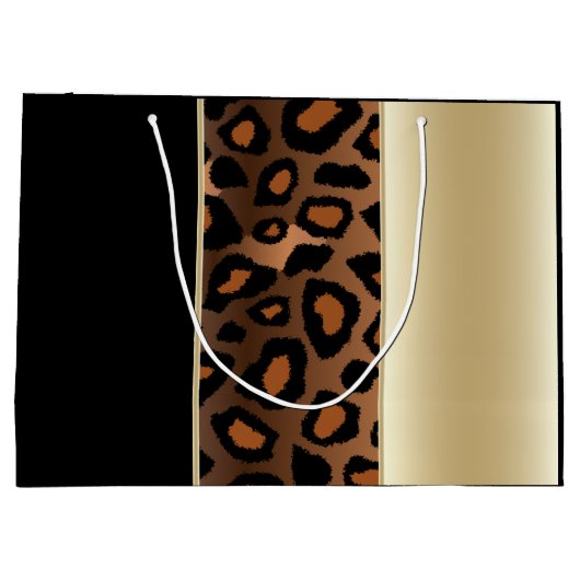 Champagne en Black Leopard Pattern Large Cadeautasje (Achterkant)