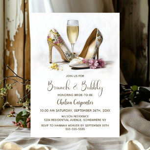 Champagne en bloemenschoenen Brunch en bubbels Kaart