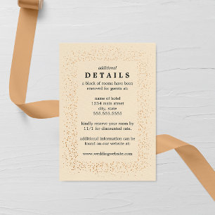 Champagne en Brons Confetti Brusts Bruiloft Informatiekaartje