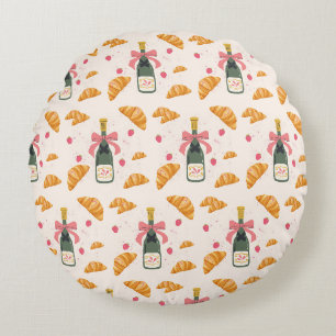 Champagne en Croissants Rond Kussen