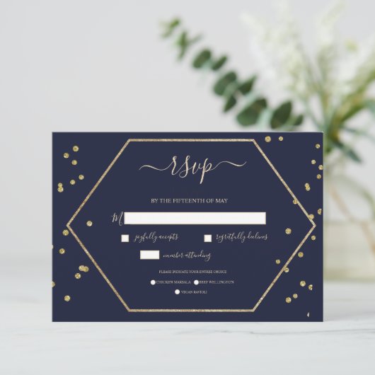 Champagne en Deep Blue RSVP (Staand voorkant)