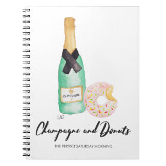 Champagne en Donuts Waterverf notebook Notitieboek