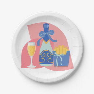 Champagne en friet papieren bordje