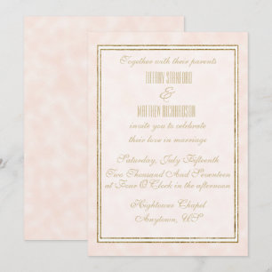 Champagne en Gold Elegant Wedding Invitation Kaart