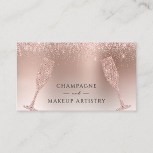 Champagne en Makeup Roos Gold Foil Glitter Visitekaartje